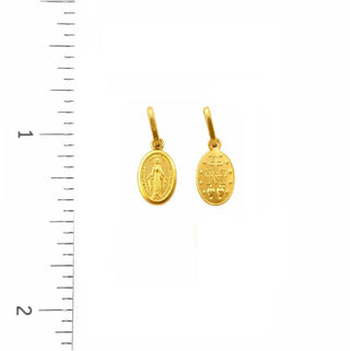 18K Solid Yellow Gold Tiny Miraculous Medal Pendant