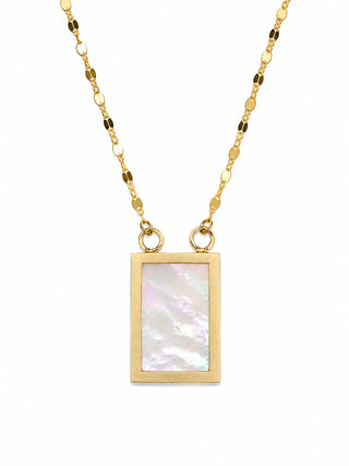 18K Yellow Gold Mother of Pearl Rectangle Miraculous Necklace, BACK OF THE MEDAL