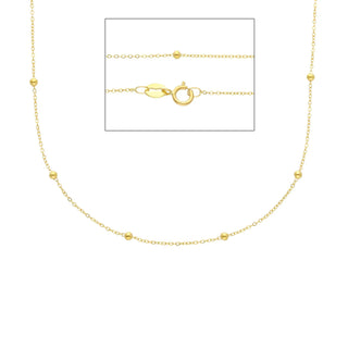 18K Solid Yellow Gold Tiny Bead Thin Chain Necklace