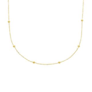 18K Solid Yellow Gold Tiny Bead Thin Chain Necklace