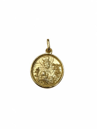 18k Solid Yellow Gold Our Lady of La Leche Round 16mm Medal