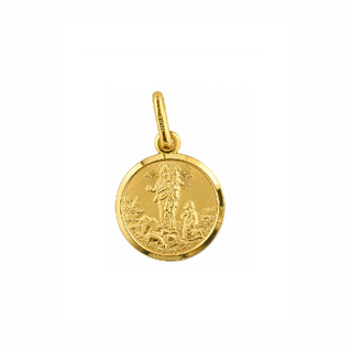 18K Solid Yellow Gold Our Lady of the Guard Medal Pendant