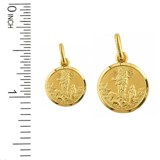 18K Solid Yellow Gold Our Lady of the Guard Medal Pendant