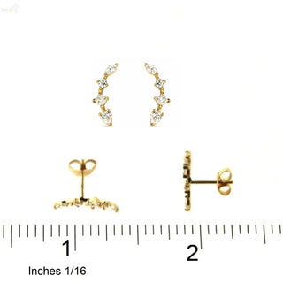 18K Yellow Gold Tiny Multi-Shape Zirconia Climber Earrings