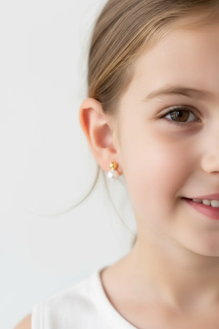 18K Yellow Gold and Pearl You and Me Screwback Earrings