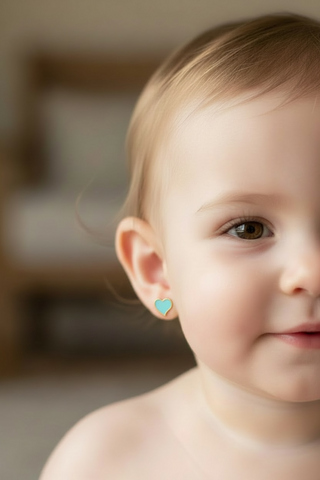 18K Solid Yellow Gold Tiny Heart Covered Screwback Earrings