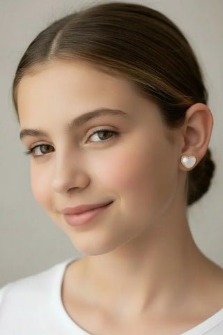 18K Yellow Gold Mother of Pearl or Malachite Stud Post Earrings