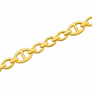 18K Solid Gold Modern Open Marine Link Polished Bracelet