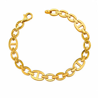 18K Solid Gold Modern Open Marine Link Polished Bracelet