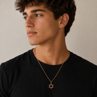 18K Solid Two-Tone Gold Reversible Star of David Pendant