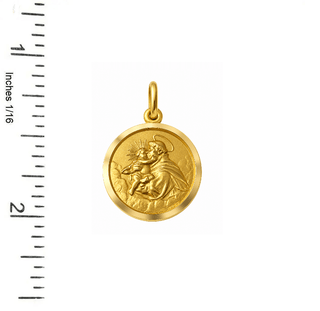 18K Solid Yellow Gold Saint Anthony Medal – 11, 13 & 17 mm