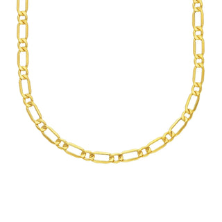 18K Solid Yellow Gold Polished Figaro One Plus One Chain