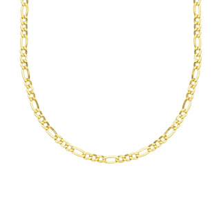 18K Solid Yellow Gold Diamond cut 2.5mm Figaro Chain