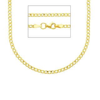 18K Solid Yellow Gold Polished Thin Hollow Curb Chain (Copy)
