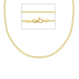 18K Solid Yellow Gold Polished Very Thin Curb Chain