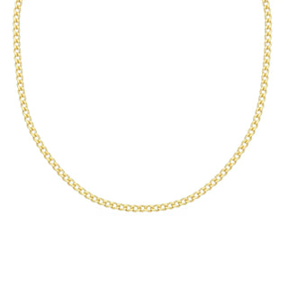 18K Solid Yellow Gold Polished Very Thin Curb Chain