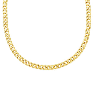 18K Solid Yellow Gold Classic Semi-Hollow Curb Men Chain