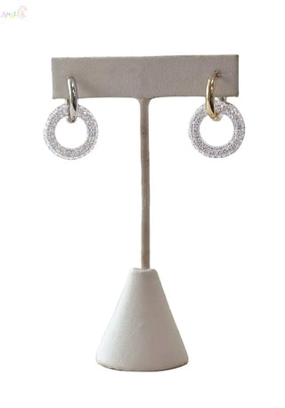 18K Gold Reversible Hoop and Diamond Ring Earrings