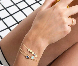 18K Solid Yellow Gold Turquoise and Diamond Bracelet