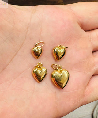 18K Solid Yellow Gold Long Polished Heart Pendant