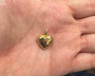 18K Solid Yellow Gold Polished Large Puffy Heart Pendant