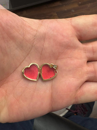 18K Solid Yellow Gold Heart-Shaped Photo Locket Pendant