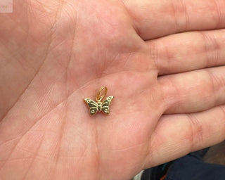 18k Solid Yellow Gold Tiny Puffy Butterfly Pendant