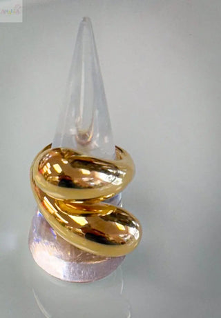 18K Yellow Gold Electroformed Bypass Ring with Puffy Ends