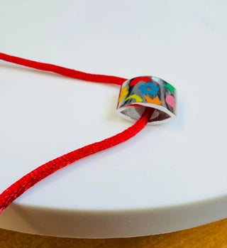 Sterling Silver Reversible Multicolor Enamel and Shapes Necklace