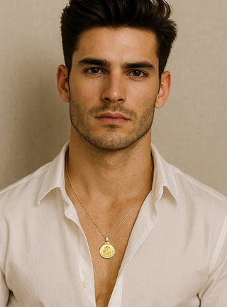 18K Solid Yellow Gold Round Saint Anthony Medal 16mm