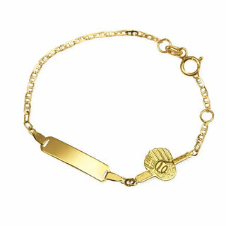18K Solid Yellow Gold Polished Baseball Id Bracelet