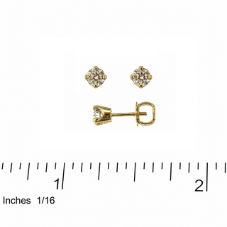 18K Yellow Gold 0.20 CTW Diamond Stud Covered Screwback Earrings