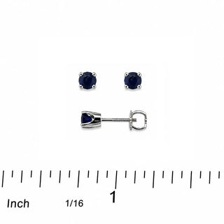 18K Solid White Gold 0.20 CTW Sapphire Stud Screwback Earrings