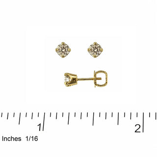 18K Yellow Gold 0.30 twt Diamond Stud Screwback Earrings