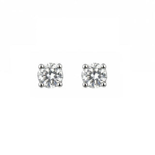 18K Solid White Gold 0.30 ct.Twt Diamond Screwback Earrings