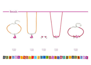 Sterling Silver Pink Enamel Heart Zirconia Cord Bracelet