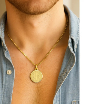 18K Solid Yellow Gold Saint Benedict Medal with 21 mm Diameter