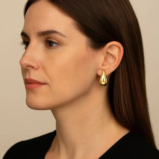 Italian 18K Solid Yellow Gold Polished Large Teardrop Earrings