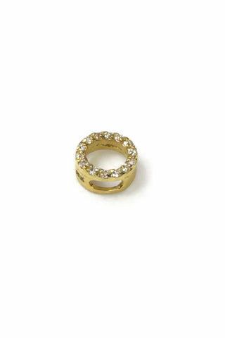 18K Solid Yellow Gold Zirconia Open Circle Pendant Necklace