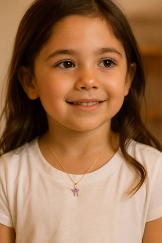 18K Gold Small Enamel Jewish Hebrew Life Chai Pendant