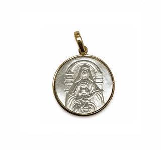 18K Yellow Gold Mother of Pearl Our Lady of Coromoto Medal