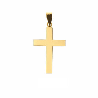 18K Yellow Gold Polished Square Rounded Edge Cross Pendant