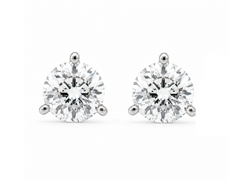 14K Solid White Gold 3 CT TWT Diamond Stud Earrings