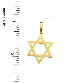 18K Solid Yellow Gold Polished Star David Pendant 1.26 inch.