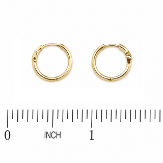18K Solid Yellow Gold Star Zirconia Hinge Hoop Earrings