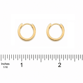 18K Solid Yellow Gold Medium Hinged Huggie Hoop Earrings