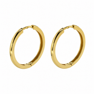 18K Solid Yellow Gold Large Thin Hinged Huggie Hoop Earrings
