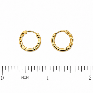 18K Yellow Gold Mini Curb Chain Huggie Hoop Earrings