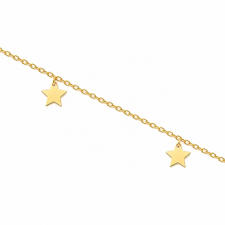 18K Solid Yellow Gold Dangling mini Stars Anklet Bracelet