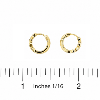 18K Solid Yellow Gold Small Heart Huggie Hoop Earrings